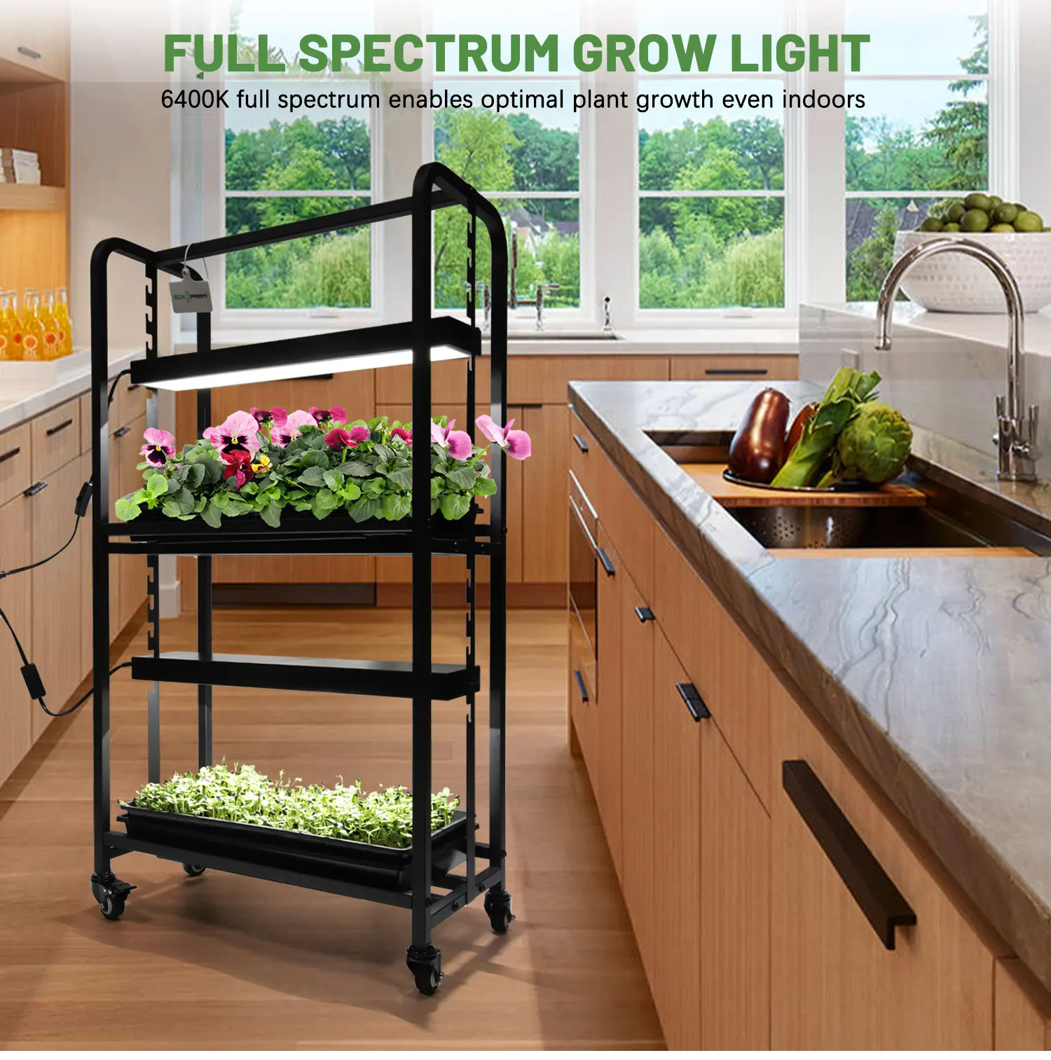 Adjustable 2-Layer Mini Greenhouse with LED Growing System Indoor Planter Garden for Microgreens and Wheatgrass Seeds