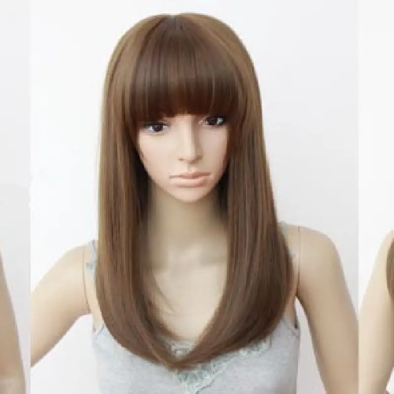 

Fei-Show Synthetic Heat Resistant Fiber Medium Wavy Wig Halloween Hairpieces Fringe Bangs Women Wigs Costume Carnival Blonde Wig