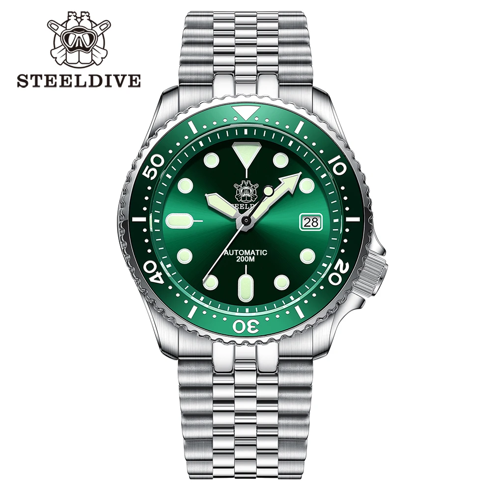 Mechanisch horloge voor heren STEELDIVE SD1973 Japan NH35 Automatisch uurwerk Keramische bezel 200M Waterdicht Klassiek Duik Kleine Abalone
