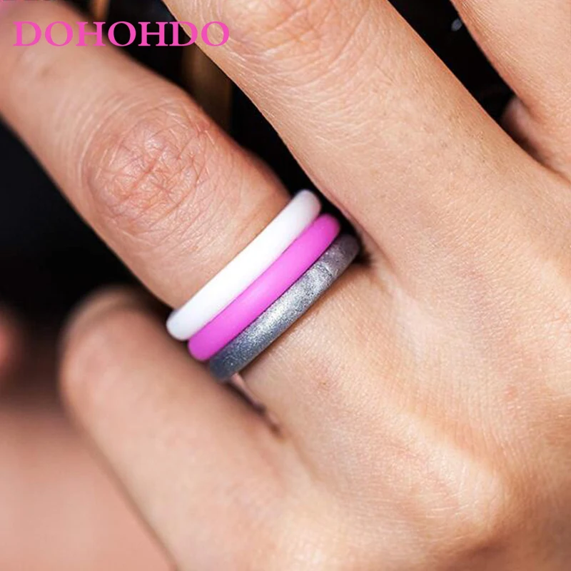 2024 Food Grade FDA Silicone Ring Hypoallergenic Crossfit Flexible Rubber 2.7mm Finger Ring For Women Wedding Rings 4-10 Size