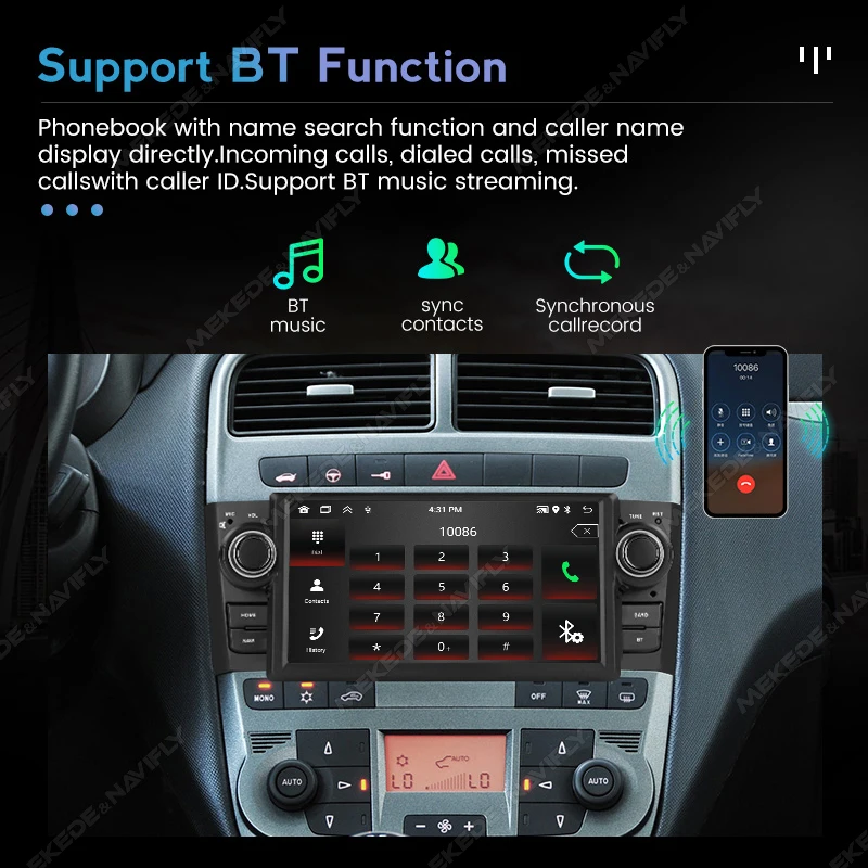 MEKEDE Android 15 64GB Carplay Car radio For Fiat Grande Punto Linea 2007-2012 GPS Navigation FM Audio 1 Din BT Stereo Head Unit