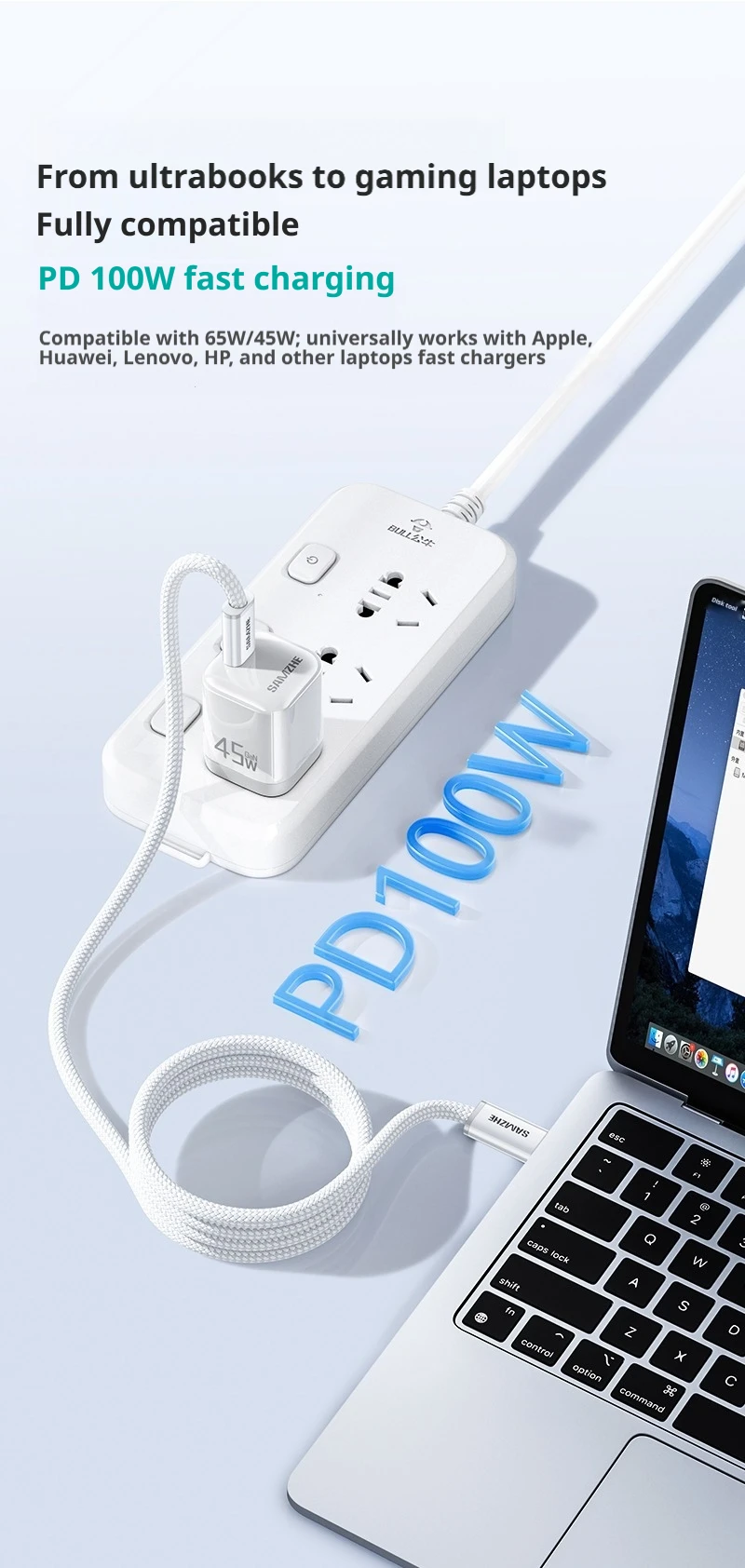 SAMZHE 100W USB-C-auf-USB-C-Kabel für MacBook, iPhone 17, 16, iPad, Samsung, Xiaomi – PD-Schnellladung, 5A, E-Marker-Chip – Detail 6