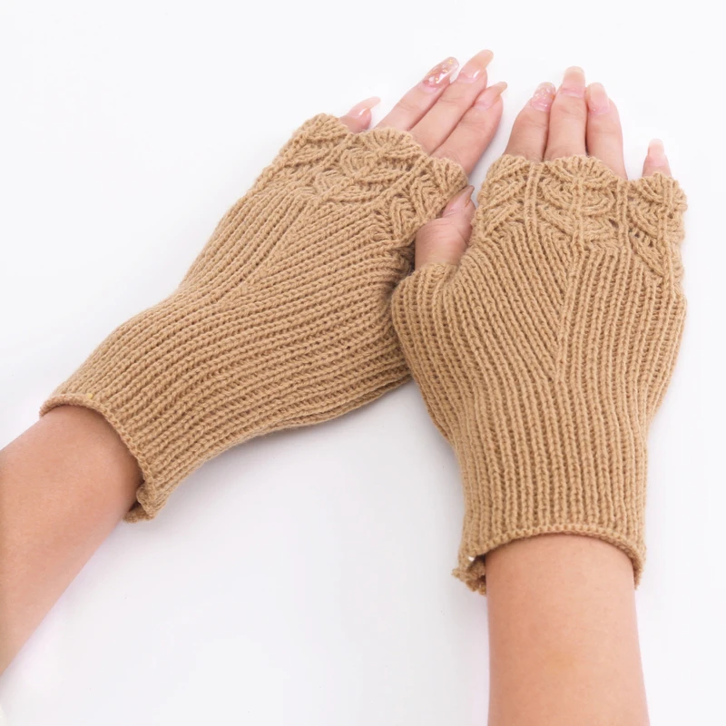 Women Winter Fingerless Gloves Warm Soft Wool Knitted Mittens Elegant Wrist Arm Hand Half Finger Elastic Short Gloves Guantes