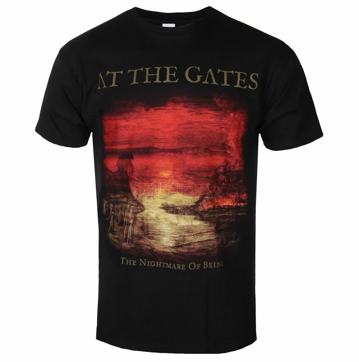 Apocalyptic Wasteland Dark Scenery Front Print and Simple Band Text Back Double Sided Graphic Print T Shirt
