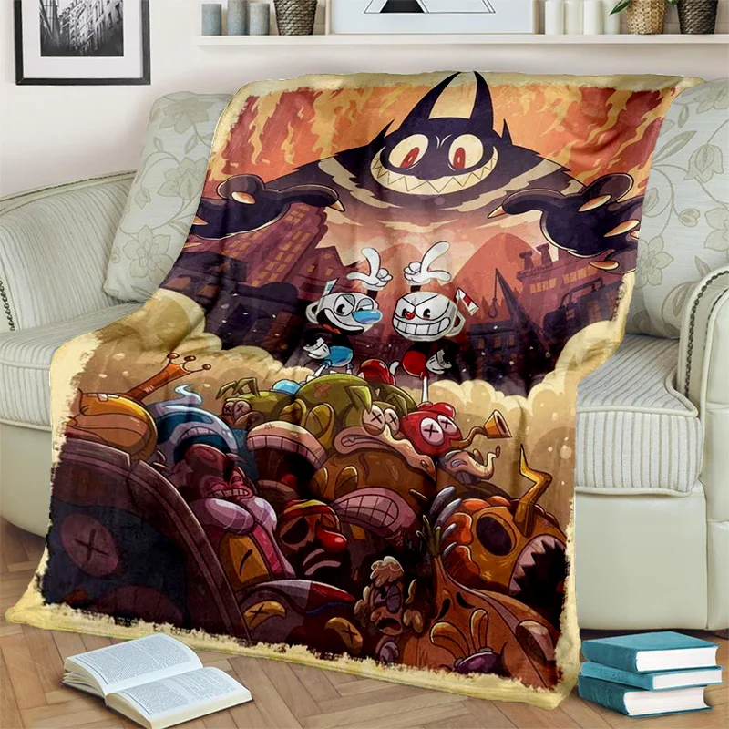 3D Game Cuphead and Mugman Gamer HD Blanket,Soft Throw Blanket for Home Bedroom Bed Sofa Picnic Travel Office Cover Blanket Kids