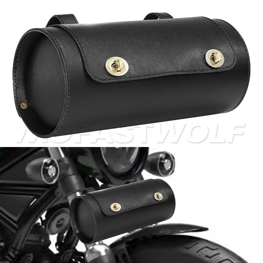 For honda Motorcycle Waterproof PU Leather Retro Cylinder Front and Rear Hanging Bag Tool Storage Bag Saddle Bag Outdoor Travel