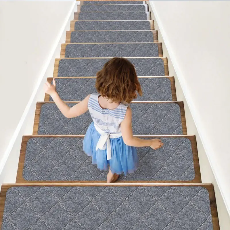 2pcs Self Sticking Stair Treads Slip Resistant with Embossed Texture Durable Easy To Clean Step Pads for Indoor Outdoor Stairs