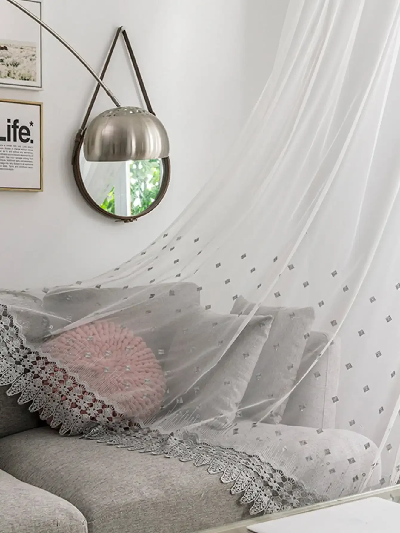 

2025 Door Curtain Curtains For Living Room Bedroom Balcony Diamond Embroidered Gauze Curtain 1PC