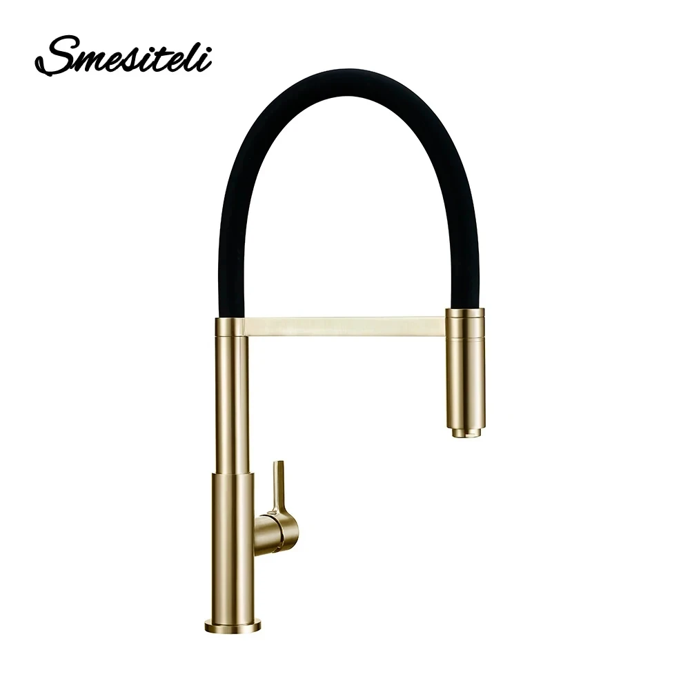 

Kitchen Faucet Brushed Gold Sink Faucet Put Out Mixer 360 Degree Hot And Cold Water Tap Solid Brass Tap