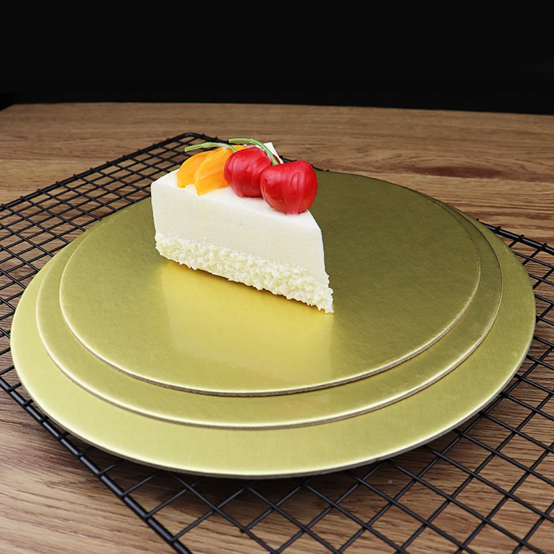

Golden Coated Round Cake Board Diameter 10-33CM Available Circle Cardboard Base Cake Decorating Supplies Mousse Dessert Tray