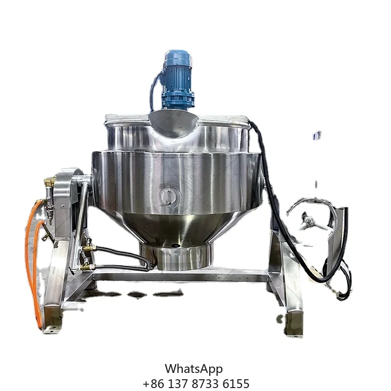 High Pressure Commercial 50 Liter Steam Cooking Jacketed Outlet Jacketted Kettle With Agitator Sugar Mixer