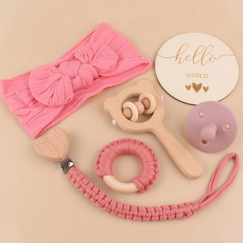 G2TC 베이비 헤드 랩 테레 비드 실리콘 젖꼭지 크로 셰 뜨개질 유아를위한 진정