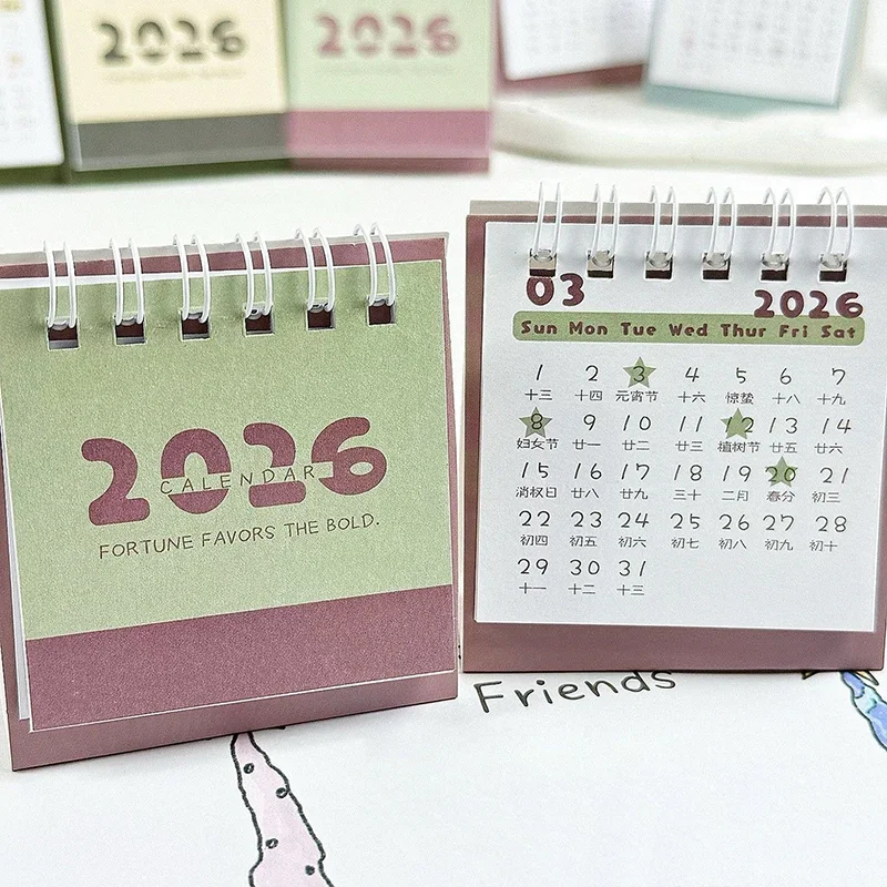 2026 Paper Mini Simple Calendar Small Desk Calendar Creative Coil Calendar Planner Desktop Decoration Office Stationery