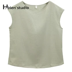 Original Women's 100% Linen Tanks Top Casual Going Out Tops For Women Breathable Summer Linen T-Shirt