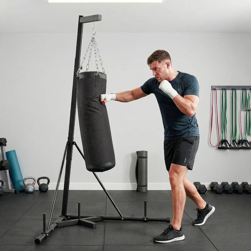 Freestanding Punching Bag Stand with Adjustable Height Heavy Duty Steel Frame Boxing Stand for Home Gym Unfilled Canvas Bag view 2