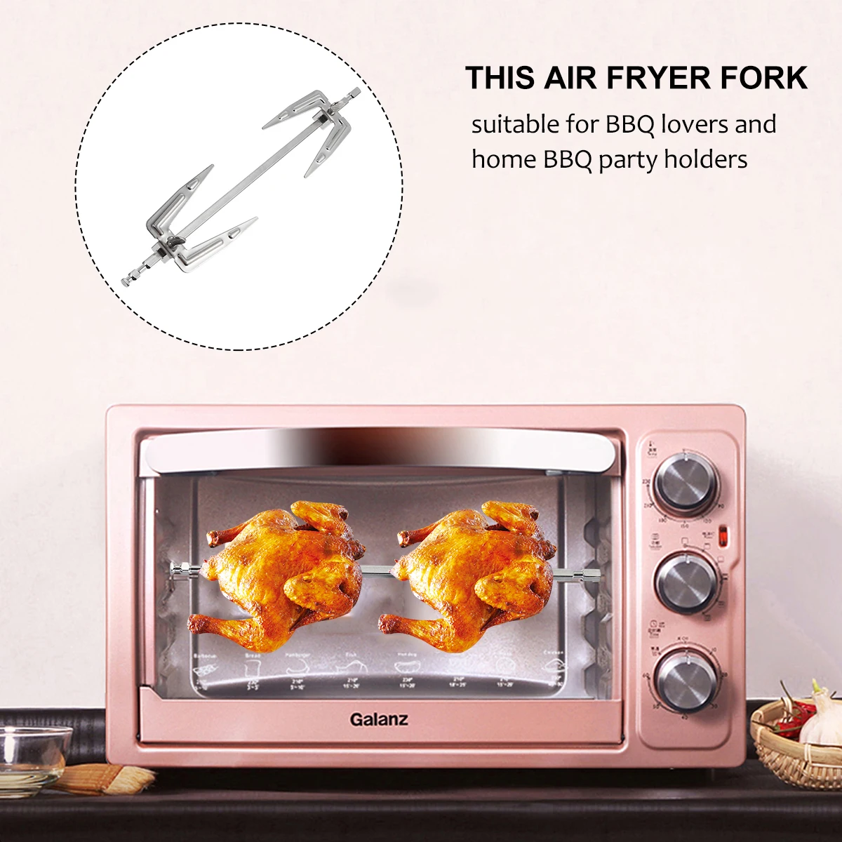 Barbecue Electric Griddle Rotisserie for Ovens Accessories Airfryer Roast Chicken Spit durable Roaster Gas Grill Outdoor BBQ