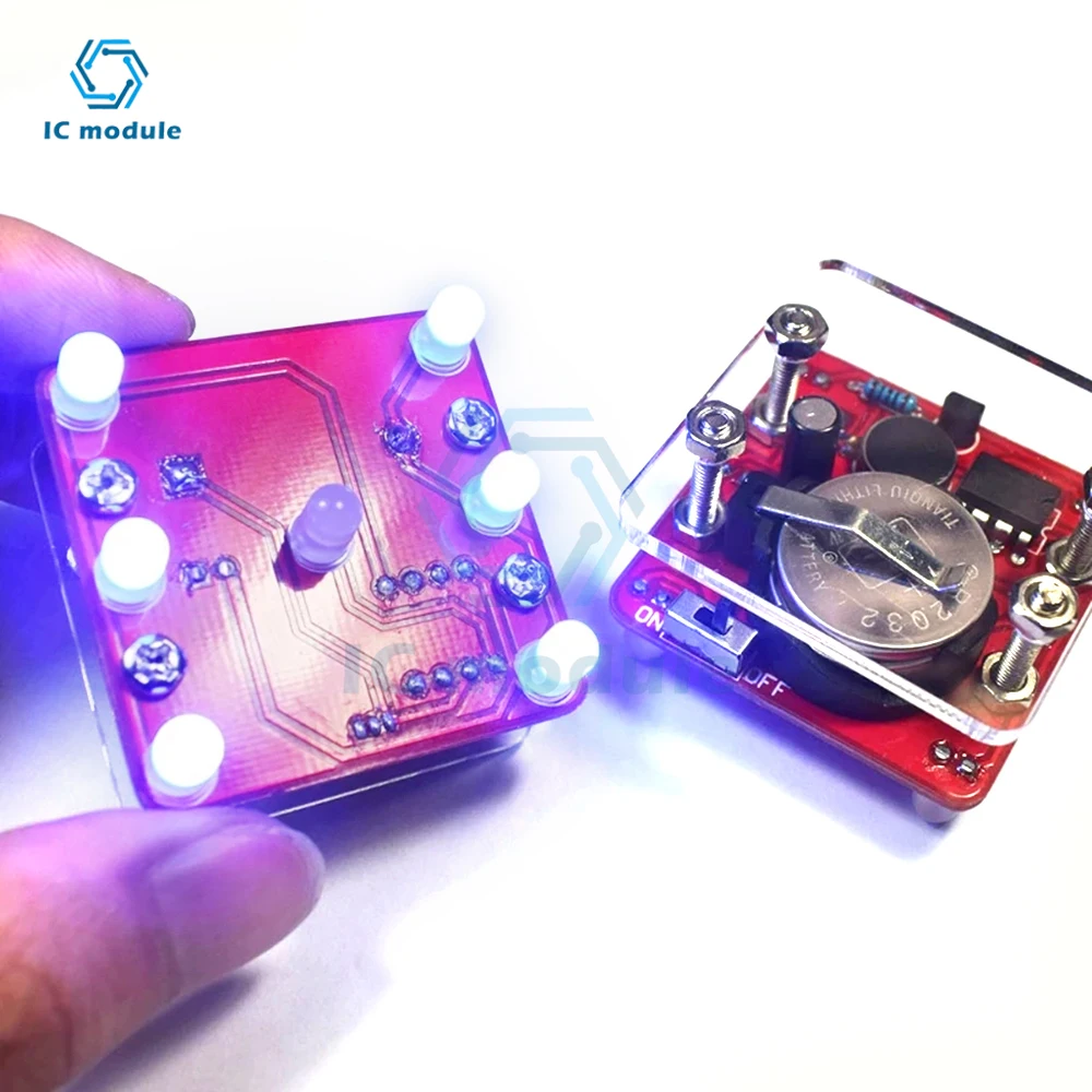 Diy Wobbling Led Dice Kit with Small Vibrating Motor Fun Electronic Soldering Practice Board Kit