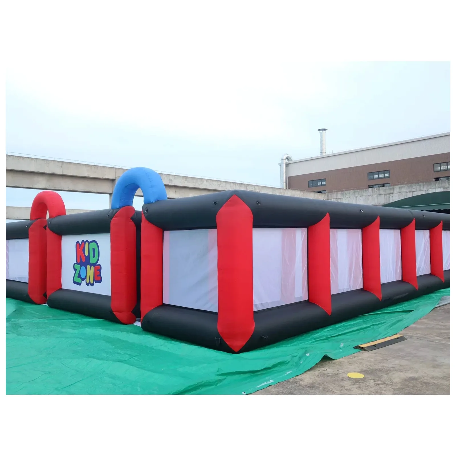 Large Red Black White Mesh Open Top Inflatable Maze with Blower 10X10m 33X33ft Venue Rental Commercial Events Kids and Adults