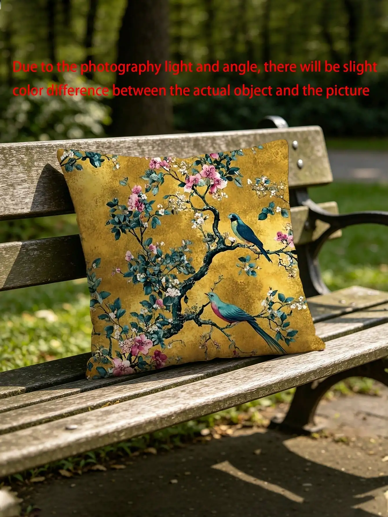 shangxia A Vintage Chinese Pillow Cover, Measuring , Featuring A Zipper Closure And Jacquard Decorative Design With Vibrant Birds And Floral Patterns, Suitable For Home And Office Decorative Cushions.-(Excluding Pillow Core) No Embroidery