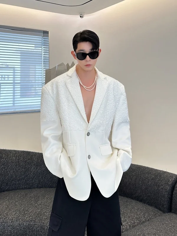 

Плотный повседневный пиджак с пэчворк-дизайном, универсальный, роскошный, модный, с длинными рукавами, плоским воротником и двойной застежкой на пуговицах