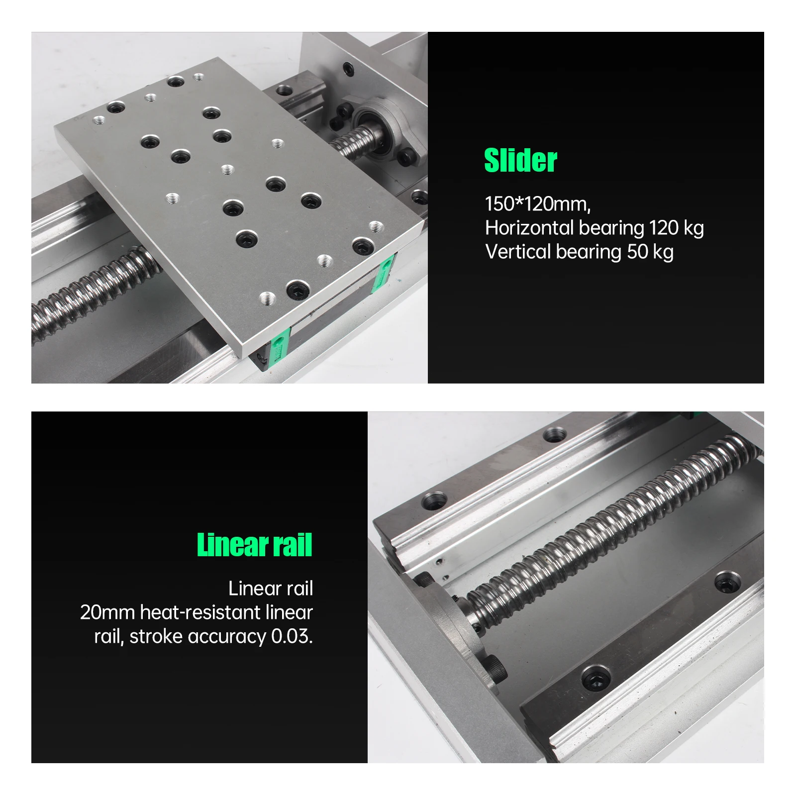 Z axis Motion Table CNC Sliding Stage Travel 100-600mm ZBX150 Linear Guides SFU1605 Ball Screw Support Nema23 57 Stepper Motor