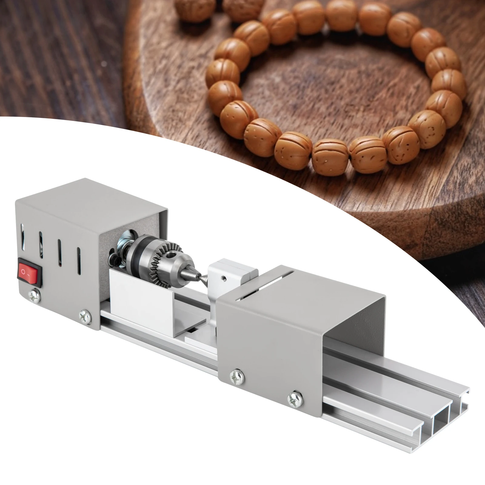 Mini DIY Wood Lathe Machine Beads Polisher Bench Top Polishing Cutting Tool Lathe Beads Polisher Machine