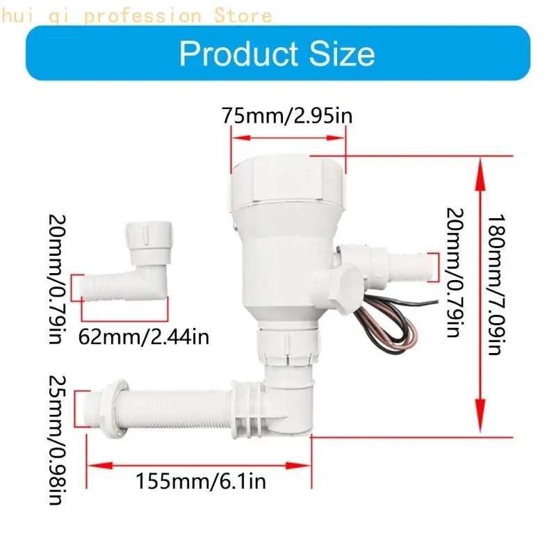 Bootsbilgenpumpe für routinemäßige Entwässerung, ABS-Gehäuse, Stahlwelle H8WE – Detail 6