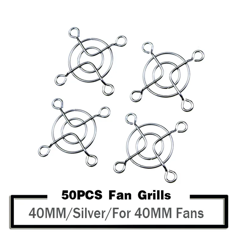 50 Pieces 40mm 4cm 40x40mm Fan Grills Silvery Metal Wire Finger Protector Guard PC DC Fan Grill