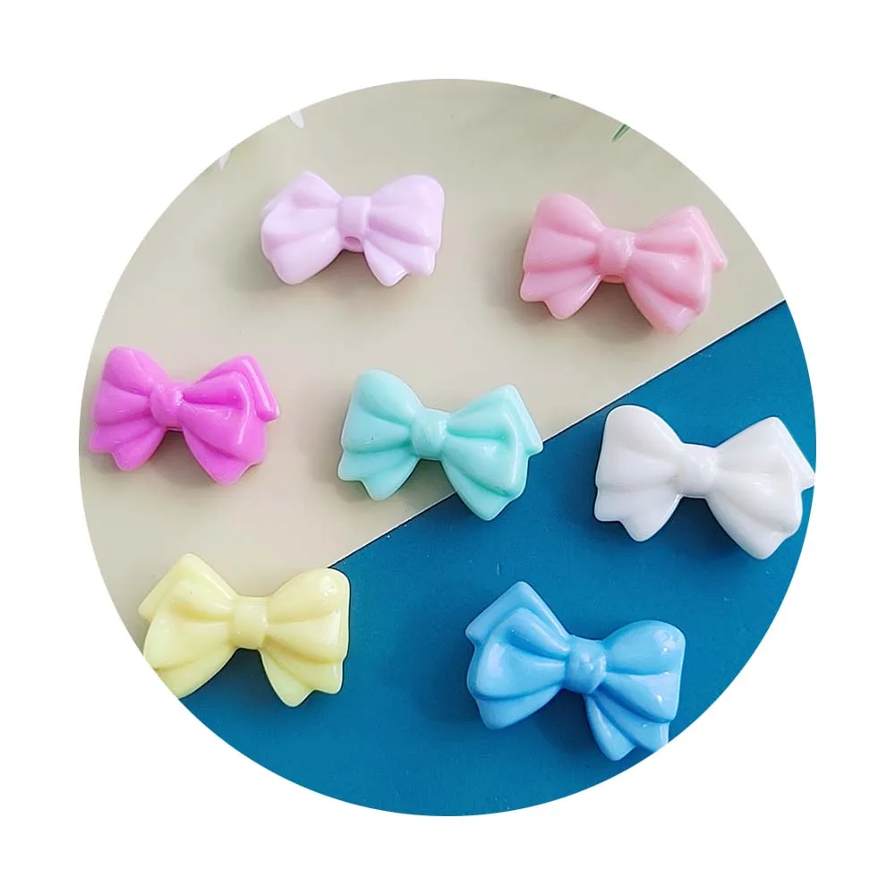 Sweet Random Cute Pastel Candy Color Bowknot Beads Acrylic Plastic Spring Color Bow Spacer Beads For Girls Pen Lanyard DIY