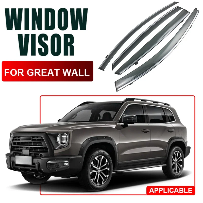 4pcs For Great Wall KINGKONG POER DARGO JOLION RAPTOR F7 F7X H6 M6 H5 H9 H6S 2019-2025 PC Car Window Visor Waterproof Protect