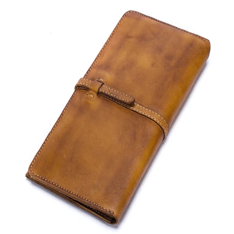 Vintage Genuine Leather Women's Wallet Female Cowhide Long Card Holder Wallets Large Capacity Coin Purses Phone Clutch Bags BJYL