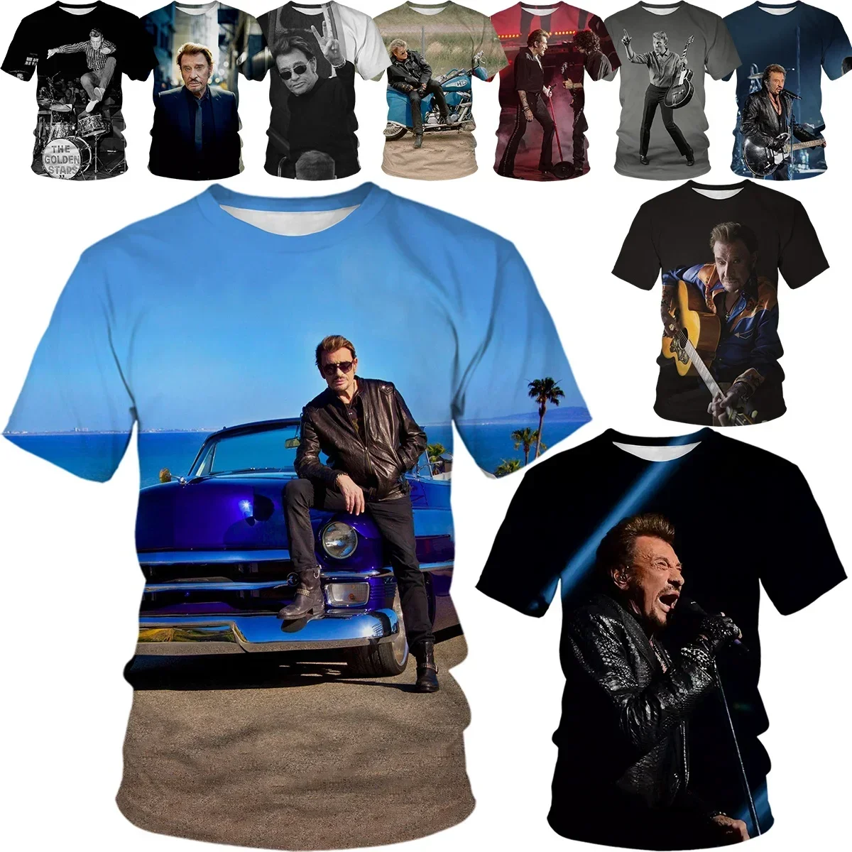 Johnny Hallyday Summer Fashion 3D Print T-shirt Music Singer Rock Rap T-shirt Hip Hop Short Casual Sleeve graphic t shirts