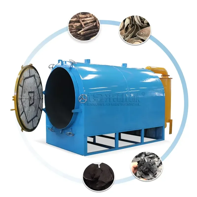 2026 CE High Quality Horizontal Smokeless Charcoal Carbonization Machine Blower 3 Ton/Day Capacity Easy Operate Biomass