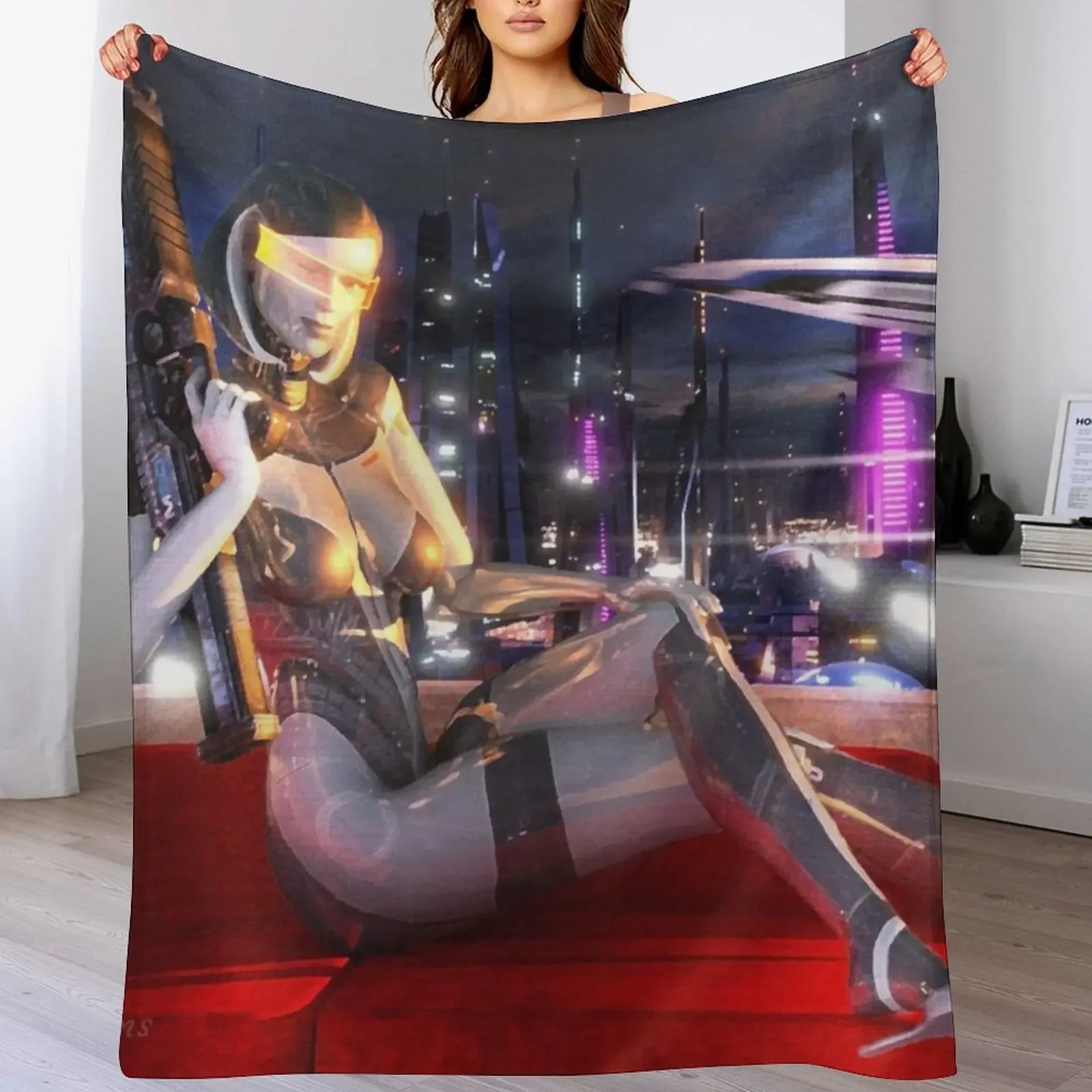 Mass Effect 3: EDI Digital Shiny Painting Throw Blanket No Pilling Soft Warm Blanket for Bed