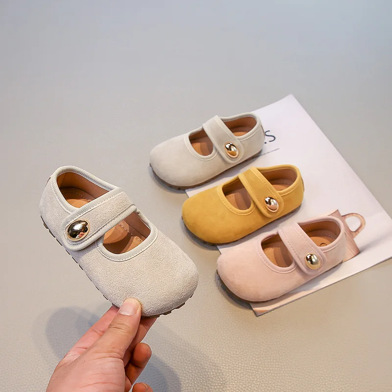 

Korean Velvet Baby Shoes Soft Bottom Slip-On Princess Style Children's Leather Shoes Retro Trendy Spring Autumn Seasonal Footwea