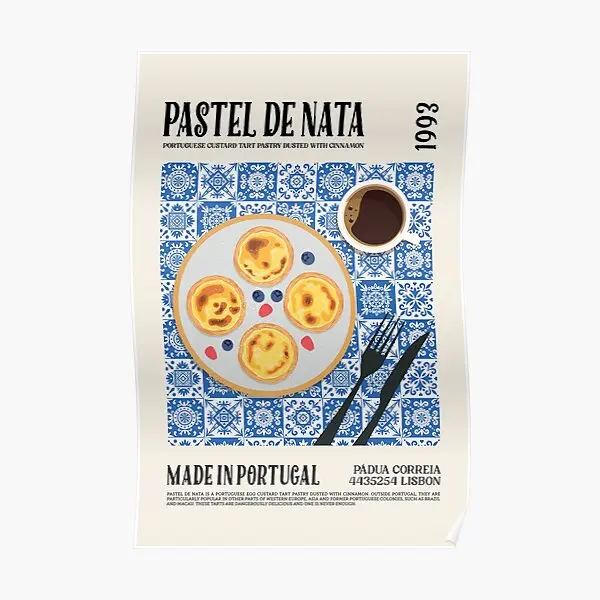 Póster Artístico De pared Pastel De Nata, Mural impreso, pintura Vintage para habitación, decoración artística divertida, imagen De pared, decoración moderna para el hogar sin marco