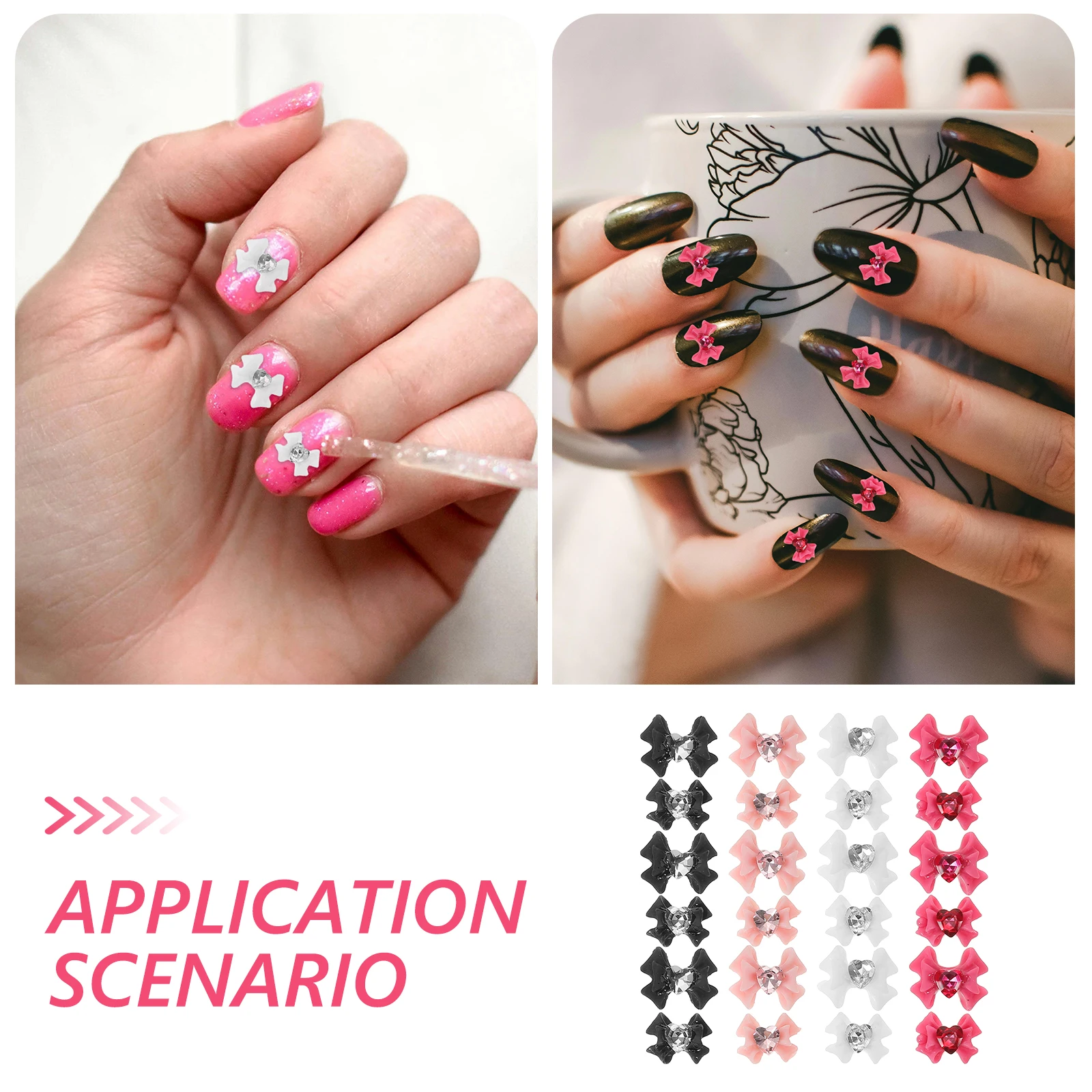 

40 шт., подвески для ногтей с бантом, стразы, украшения для дизайна ногтей, сделай сам, маникюр, ювелирные аксессуары, элегантные декоры для ногтей, украшения для маникюра