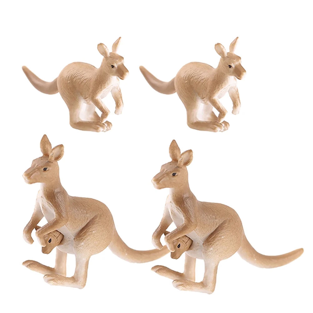 

4 Pcs Kangaroo Microlandscape Toy Animals Statue Small Figurine Decor Decorations