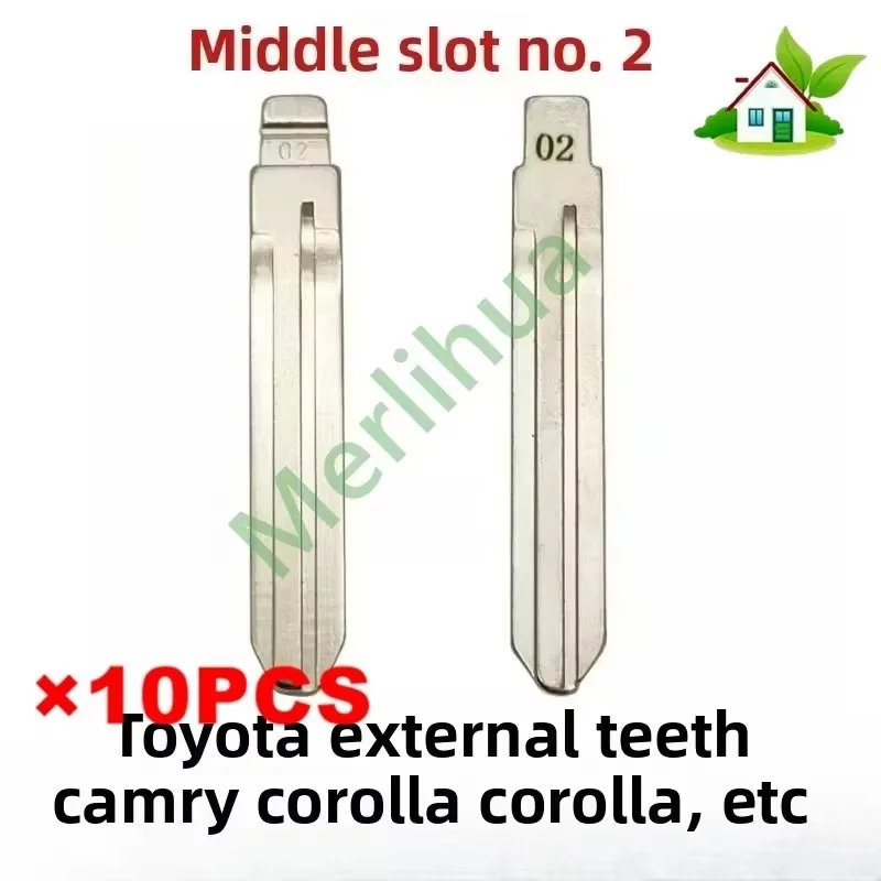 Middle slot No. 02 car key embryo is suitable for modified embryos such as Toyota, External Tooth, Camry, Corolla, etc