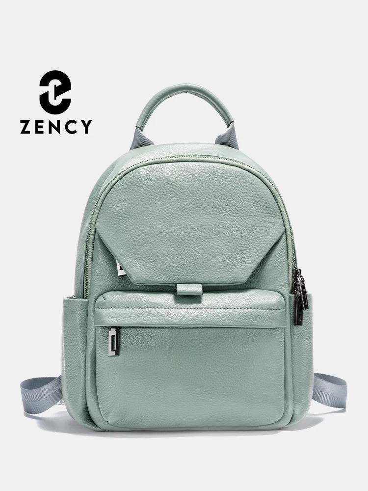 

Zency Soft Genuine Leather Backpack For Women Simple Casual Traveling Rucksack Fashion Ladies Shoulder Bag 2024 Purse Anti-theft