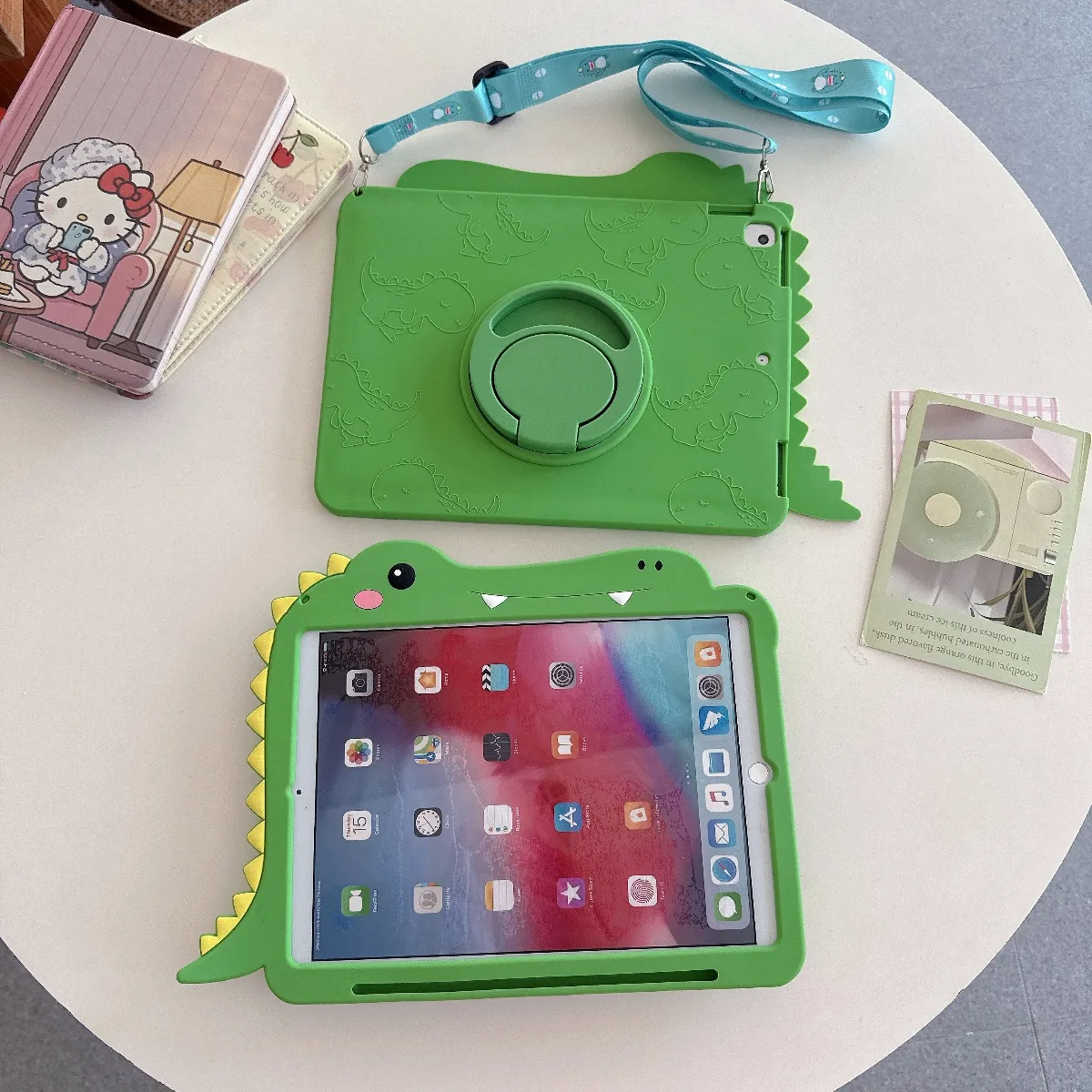 For IPad 10th Gen Air 2 3 4 5 Air11 A16 Pro11 iPad 9 8 7th Generation Case 3D Cartoon Dinosaur Bracket Soft Silicone Cover funda