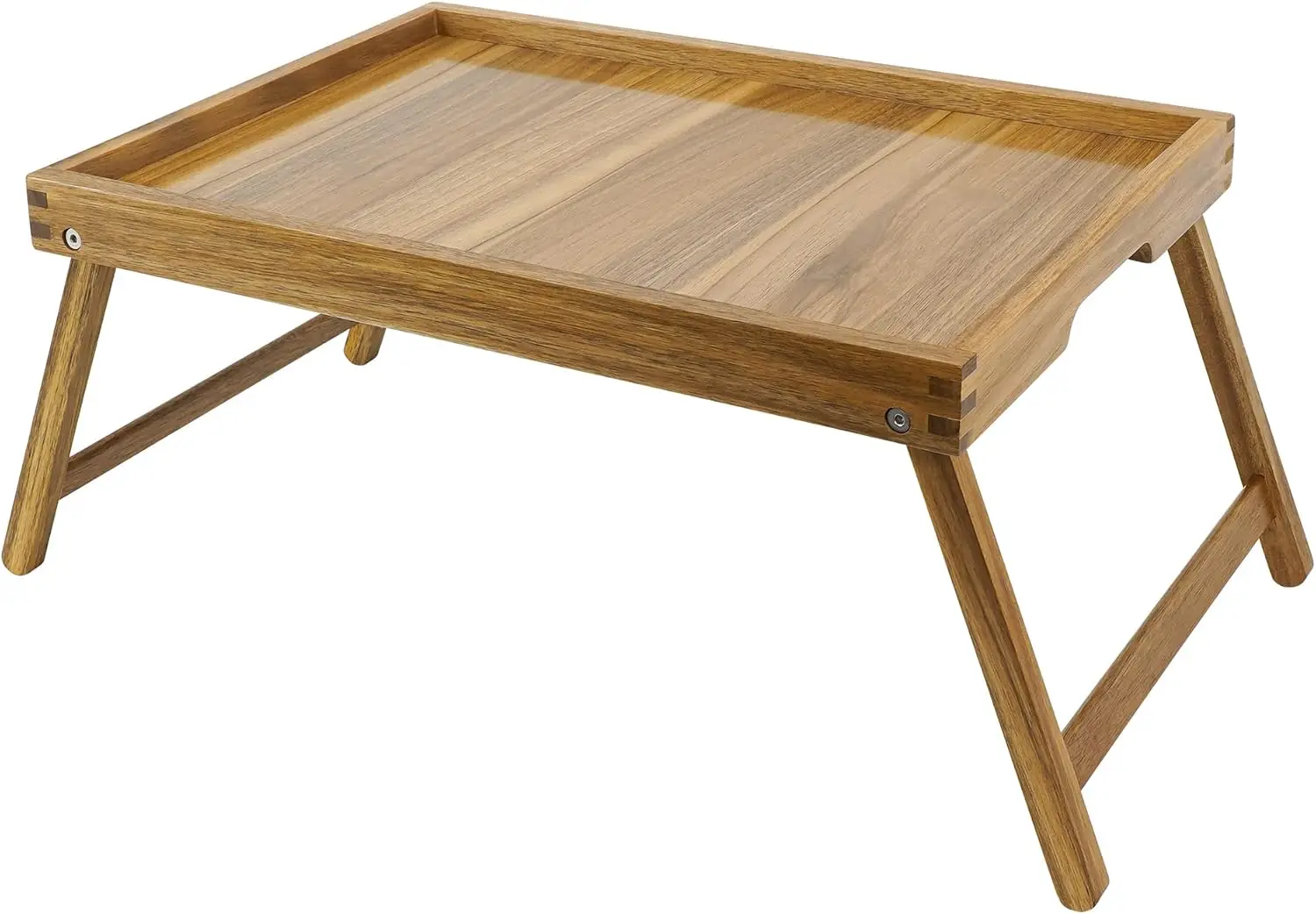 

Folding Leg Wooden Bed Tray for Eating and Laptop, Large Size Breakfast Table with Spill-Proof Rim