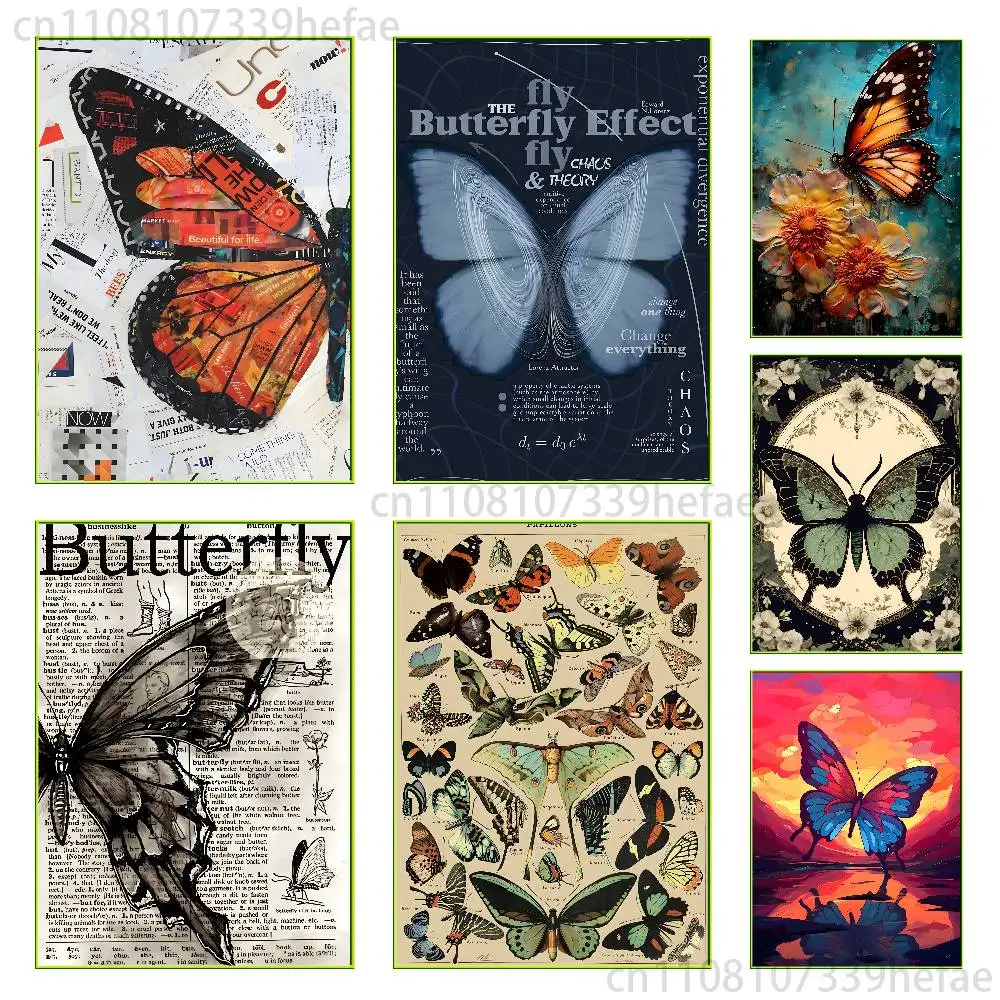 

Beautiful butterfly Poster HD art sticky wall waterproof home living room bedroom bar aesthetic decoration