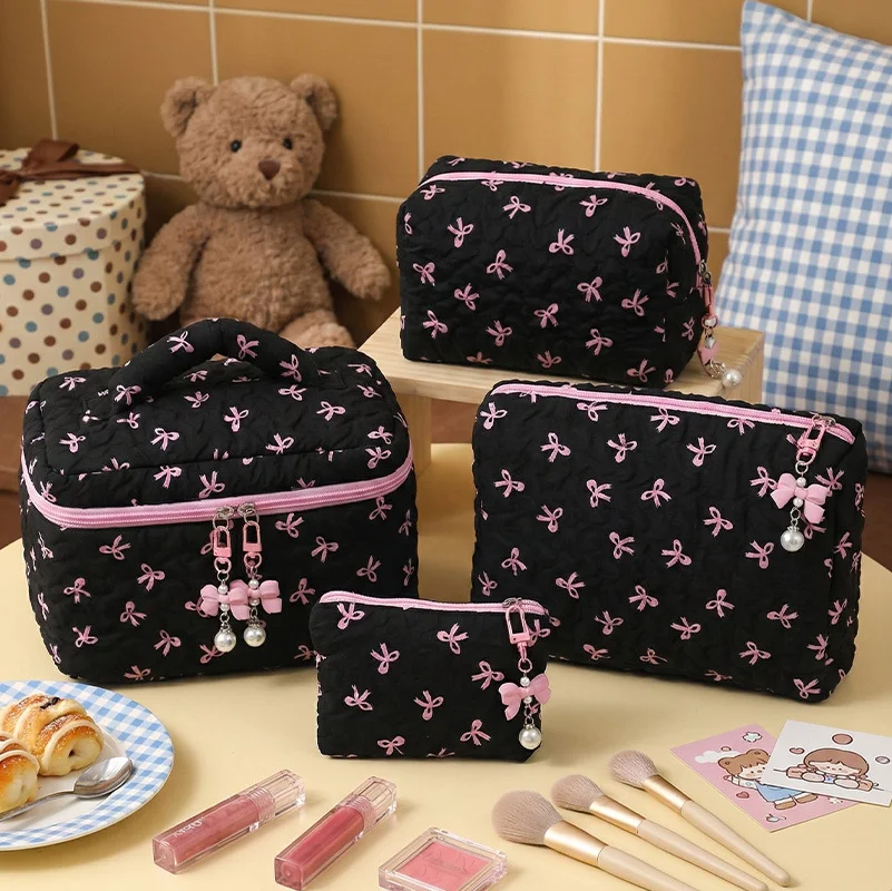 YKXB High-Value Coin Purse Storage Bag Cute Makeup Bag Large Capacity High-End Bowknot Makeup Bag