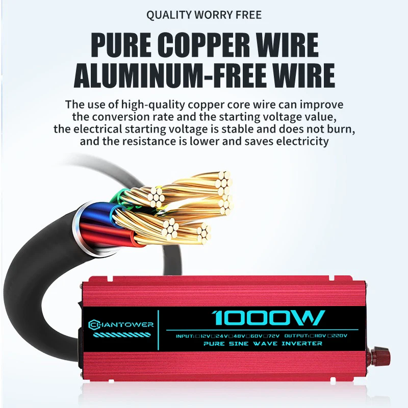 نقية شرط لموجة العاكس تيار مستمر 12 فولت إلى التيار المتناوب 220 فولت/110 فولت 1000 واط 1600 واط 3000 واط 4000 واط 5000 واط 6000 واط محول طاقة سيارة عاكس للطاقة الشمسية #6