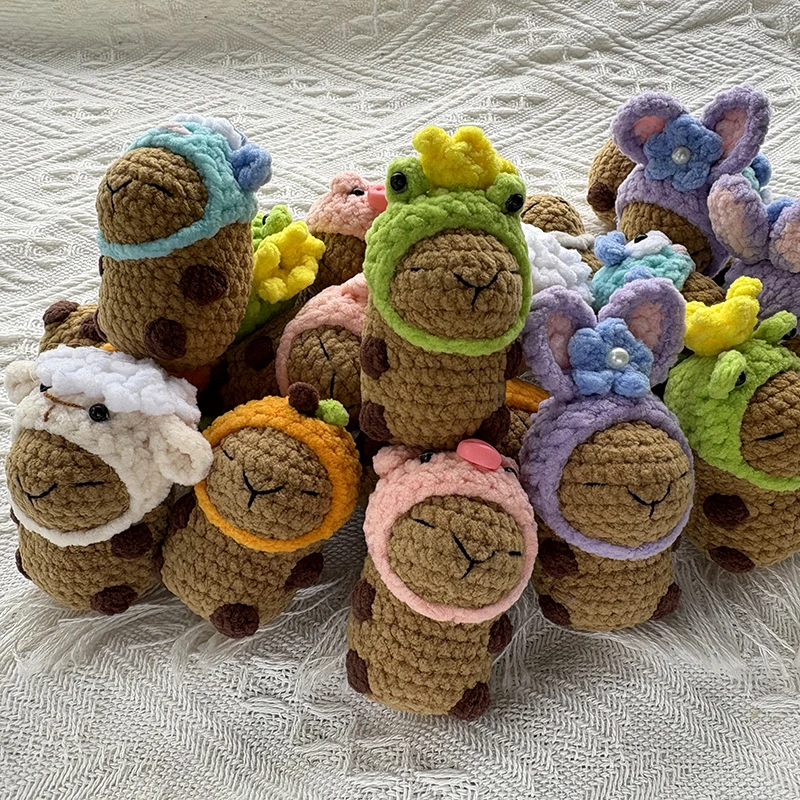 3PCS Handmade Crochet Capybara Keychain Set – 6 Adorable Styles, Cute Kawaii Animal Keyring for Bags, Backpacks Gifts