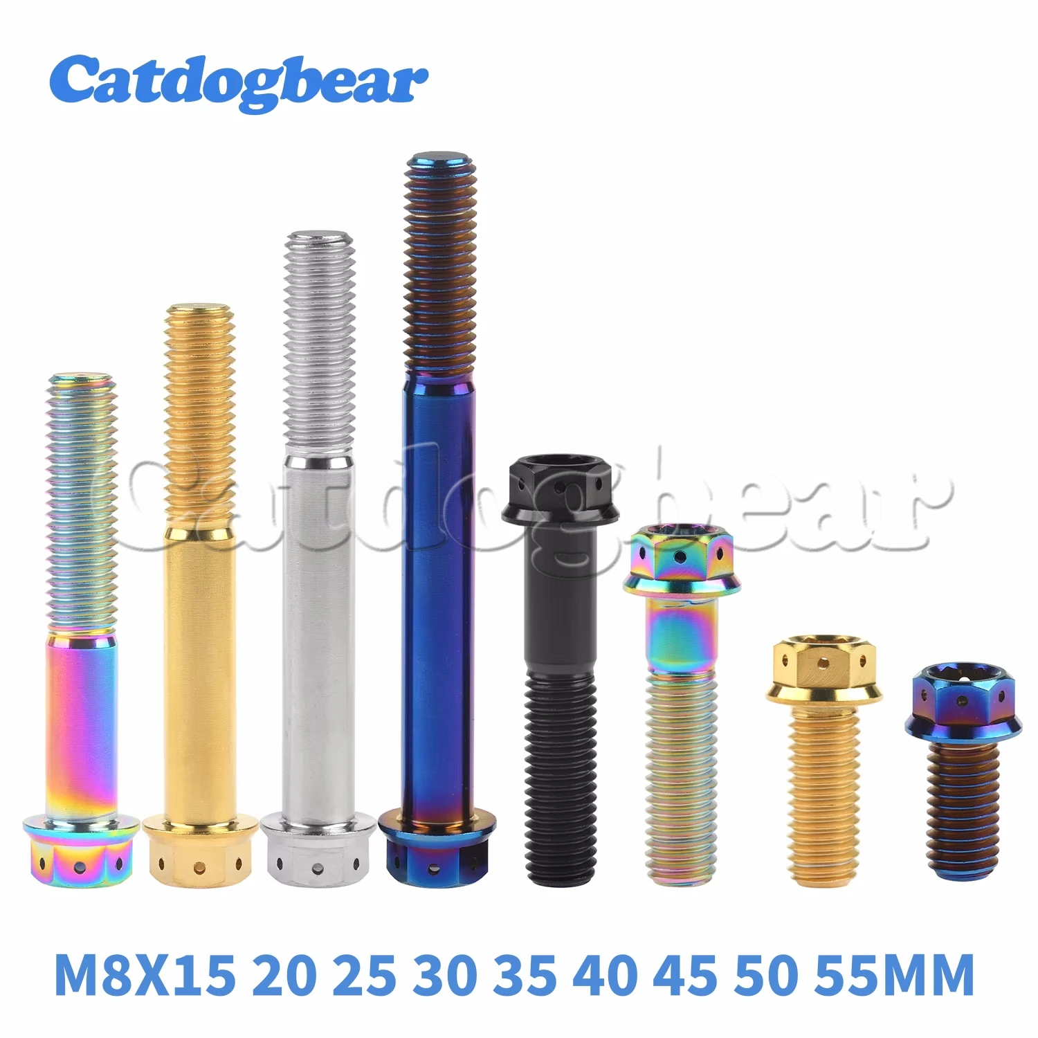 

Catdogbear 4 шт. титановый болт M8x15 20 25 30 35 40 45 50 55 мм Шестигранная Фланцевая головка крепежные болты для дискового тормоза мотоцикла