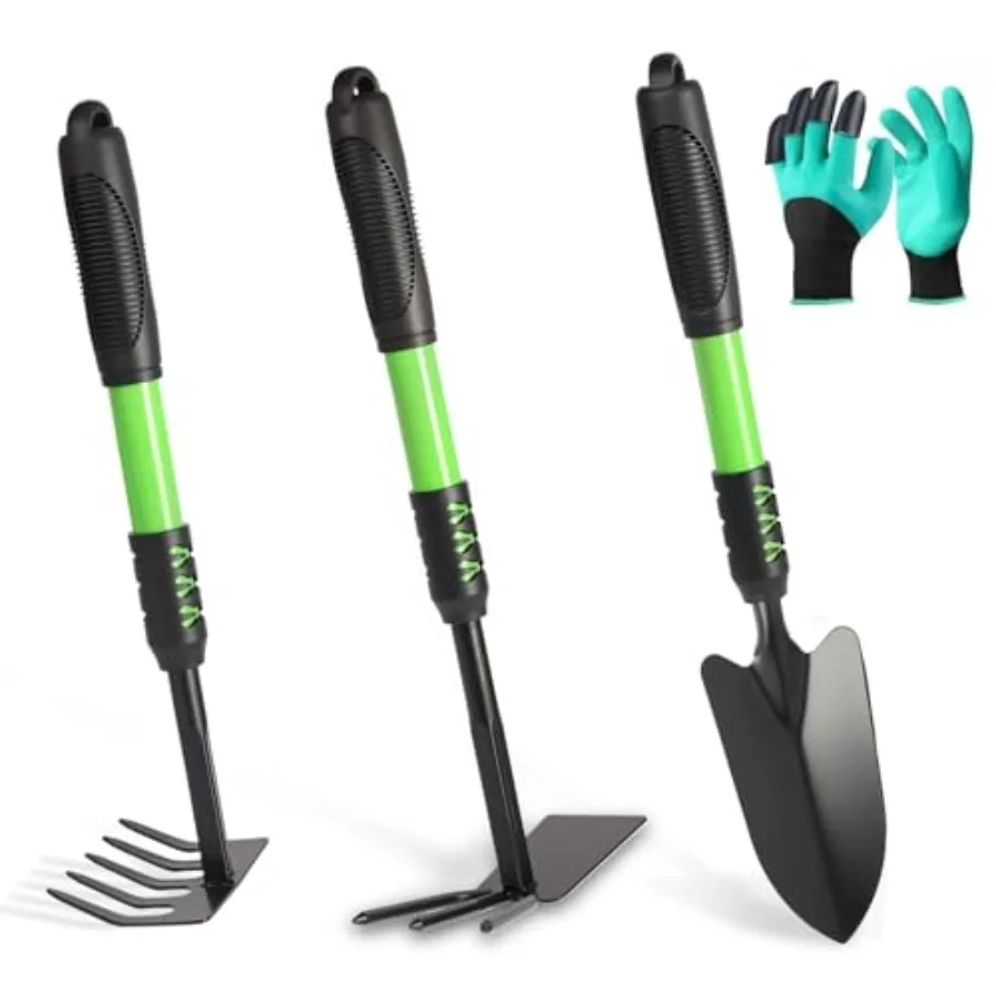 

Garden Tools Set, 4 Pack Gardening Tools, Stainl Steel Heavy Duty Hand Cultivator, Hoes, Spade Shovel, for Planting Weeding Dig