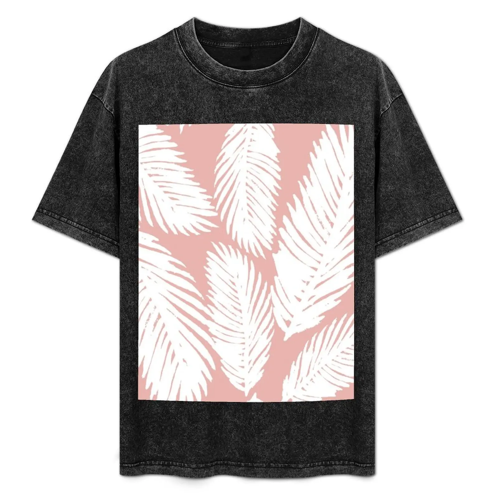 

Palm Leaf Pattern White and Pink T-Shirt rapper graphic tees new edition mens t shirts pack