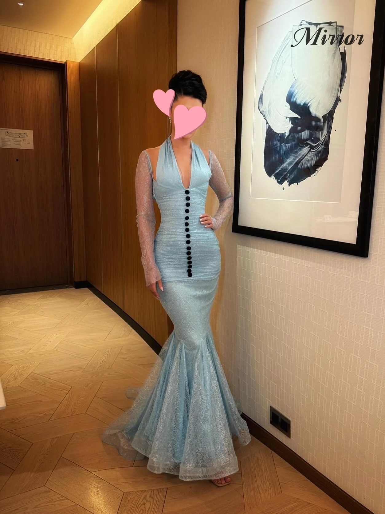 미러 드레스 우아한 빈티지 달콤한 블루 머메이드 레이스 리본 섹시한 신상 맞춤형 공식 행사 프로모 드레스 이브닝 파티 가운